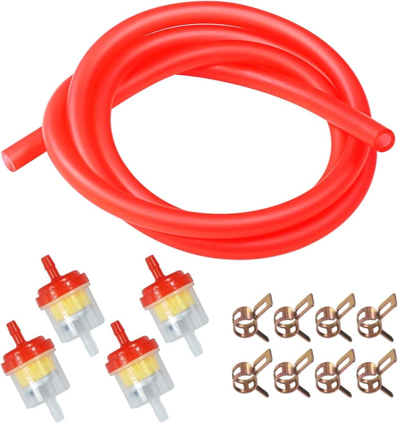 HOOUP Dirt Bike Gas Fuel Line Hose Fuel Filter for 50cc 110cc 125cc TaoTao Coolster Apollo GY6 Motorcycle Pit Bike Motocross Pocket Bike Chinese Atv Four Wheeler Moped Scooter Quad Go Kart Parts Red - Image 1